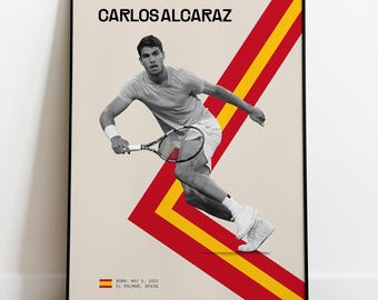 Carlos Alcaraz Tennis Poster | Sports Art Print (Digital Download)