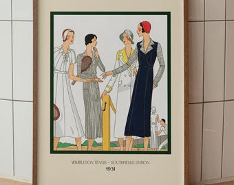 1930s Art Deco Wimbledon Tennis Poster | Vintage Fashion Print (Digital Download)