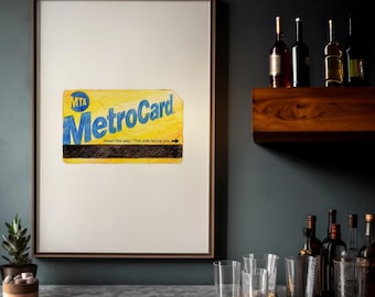 NYC MTA Subway Card poster- hand-drawn styled illustration - Tribute art - digital DOWNLOAD