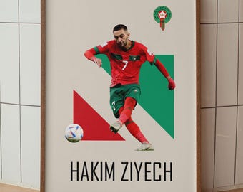 Hakim Ziyech Poster | Morocco Football Art | Vintage (Digital Download)