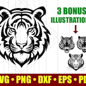 Tiger SVG, Tiger mascot, Tiger Head PNG, Tiger Face DXF, Tiger Logo, Jungle Cat, Big Cat Cricut Silhouette Cut File - digital download