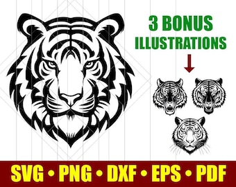 Tiger Head SVG, PNG, DXF, Tiger Mascot Logo (Digital Download)