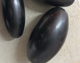 5.5” Black Shiva Lingam stone from Narmada River, India - Palm size - 1 pc