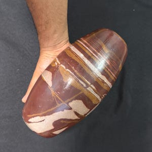 Stripped 9 Inch Narmada River Shiva Lingam Stone: Spiritual Healing Altar Decor SL25C9.11