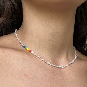 Rainbow Necklace - LGBTQ+ Beaded Necklace - Rainbow Seed Bead Necklace - Beaded Choker