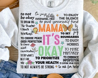 Retro Mama It's Okay PNG, Mom Life PNG, Mama Png, Mental Health Matters Png, Mothers Day Gift, T shirt Sublimation Design