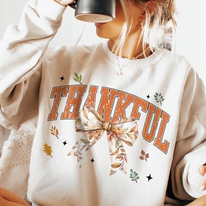 Coquette Thankful Png, Fall Png, Autumn Png, Fall Vibes Png, Thanksgiving Png, Retro Fall Bow Png, Design de sublimação