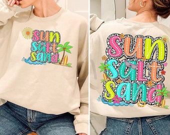 Sun Salt Sand Png, Retro Summer Png, Beach Png, Tropical Png, Summer Shirt Png, Summer Vibes Png, Beach Vibes Png, Sublimation Design