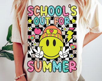 School&#39;s Out For Summer Png, Peace Out School Png, Last Day of School Png, Retro Smiley Face Png, Teacher Summer Vacation, Beach Vibes Png