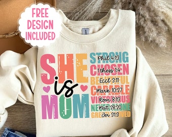 Retro She is Mom PNG, Mother PNG, Blessed Mom Png, Mom Life Png, Mother&#39;s Day Png, Gift for Mom, Retro Mama Quotes, Sublimation Shirt Design