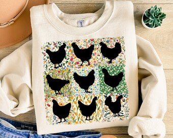Retro Boho Chicken Farm Sublimation Design, Chicken Floral Sublimation, Mother's Day Png, Chicken Farm, Retro Chicken Mama Png, Digital File