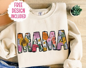 Floral mama png, Mama flower png, Mothers Day png, Mama groovy png, Mom life png, Retro Mama Sublimation, Floral Mama T Shirt Design png