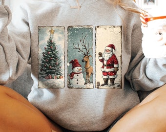 Retro Christmas PNG, Christmas Shirt PNG, Vintage Christmas PNG, Santa Claus png, Reindeer, Merry Christmas png, T-shirt design Sublimation