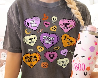 Candy Hearts Halloween Png, Retro Halloween Png,Halloween Png,Halloween Sublimation Design,Spooky Vibes Png,Halloween Shirt Design, Pumpkin