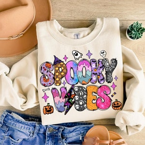 Spooky Vibes PNG, Halloween Leopard, Halloween PNG file, Halloween Sublimation, Spooky Season png, Retro Halloween Png, png design