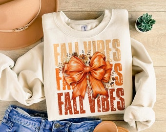 Fall Vibes Png, Retro Fall Coquette Bow Png, Fall T Shirt Png, Autumn Pumpkin Png, Autumn Sublimation png Design