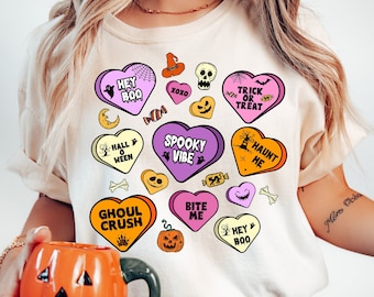 Candy Hearts Halloween Png, Retro Halloween Png,Halloween Png,Halloween Sublimation Design,Spooky Vibes Png,Halloween Shirt Design, Pumpkin