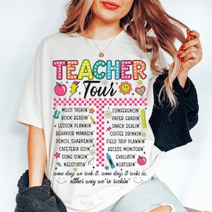 Retro Teacher Tour Png, ABCD Teacher Tour Png, Back To School, End of Year Pnh, Teacher Gift, Kindergarten Teacher Png, Elementary School