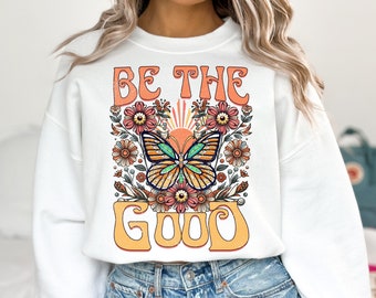 Retro Sublimations, Designs Downloads, Vintage Sublimations, Png, Clipart, Shirt Design, Sublimation Downloads, Butterfly, Be The Good