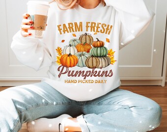 Retro Farm Fresh Pumpkins PNG, Pumpkin Fall Png, Fall Pumpkin Season Trendy Fall Png Hello Fall Png, Cozy season Autumn Sublimation Design