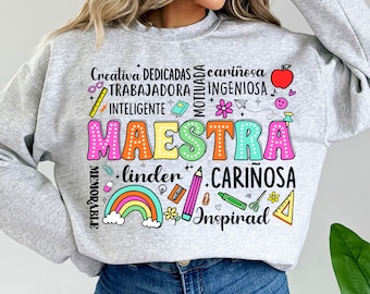 Retro Maestra Word Png, Teacher Life Png, Teach Love Inspire, Spanish Teacher, Back To School, Teacher Appreciation Gift, Maestra School Png