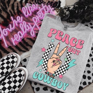 Peace Out Cowboy, Western Cowgirl, Western Shirt Design PNG, Western PNG, Vintage Style PNG, Western Design, Desert Western Png