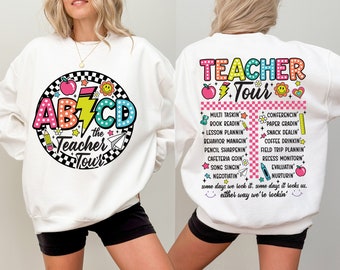 Retro Teacher Tour Png, ABCD Teacher Tour Png, Back To School, End of Year Png, Teacher Gift, Teacher T shirt Sublimation, Elementary School