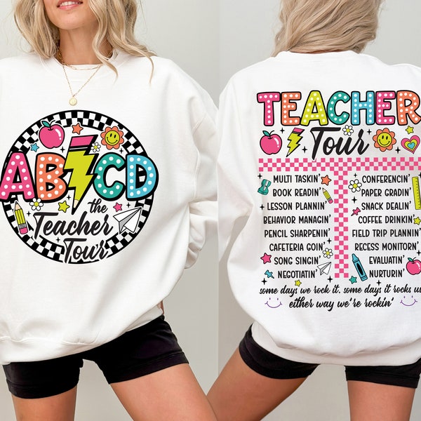 Retro Teacher Tour Png, ABCD Teacher Tour Png, Back To School, End of Year Png, Teacher Gift, Teacher T shirt Sublimation, Elementary School