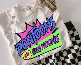 Pontoons and high noons retro vintage neon summer boat beer seltzer digital download png