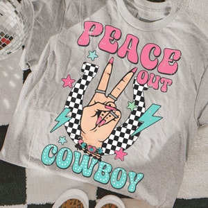 Peace Out Cowboy, Western Cowgirl, Western Shirt Design PNG, Western PNG, Vintage Style PNG, Western Design, Desert Western Png