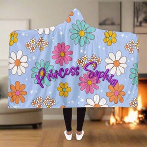 Manta con capucha personalizada con flores retro