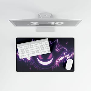 Gengar-Inspired Desk Mat | Purple Gaming Mouse Pad | Themed Desk Pad | Large Anime Desk Mat