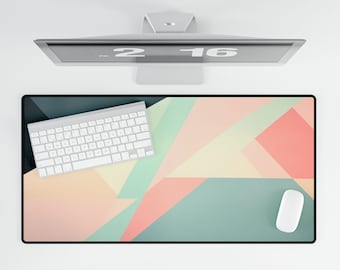 Minimalist Pastel Geometric Desk Mat - Abstract Modern Design
