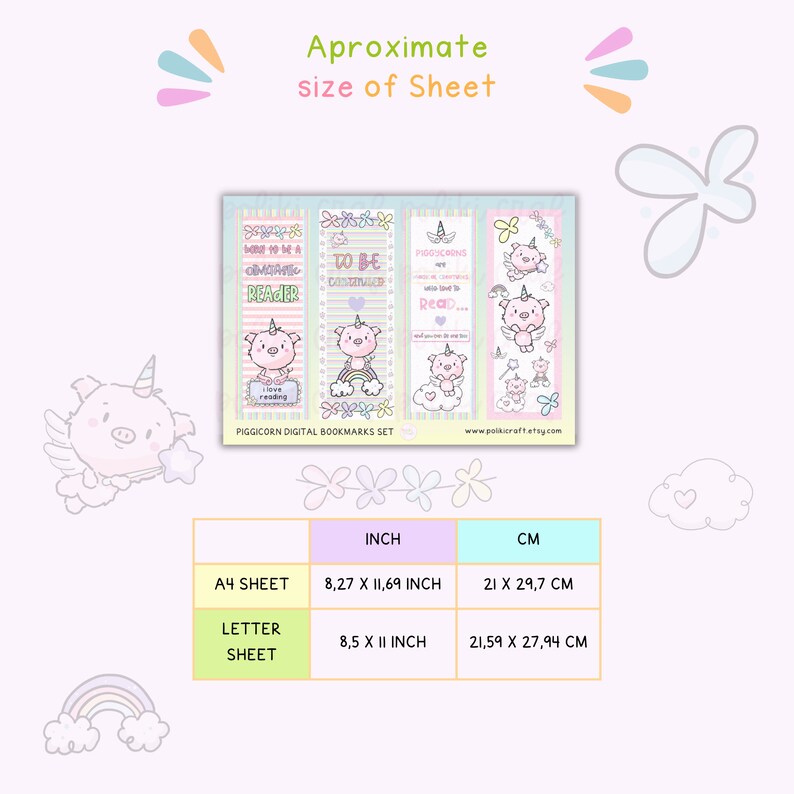 Unicorn Pig Printable Bookmark, Digital Bookmark, Instant Download Bookmark, Reading Accessories ...