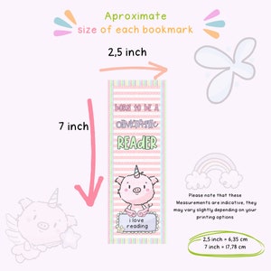 Unicorn Pig Printable Bookmark, Digital Bookmark, Instant Download Bookmark, Reading Accessories ...