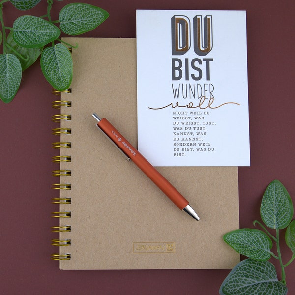 Schreibset Herbst Design Geschenkset Notizblock Karte Geschenkidee Set Spruchkarte