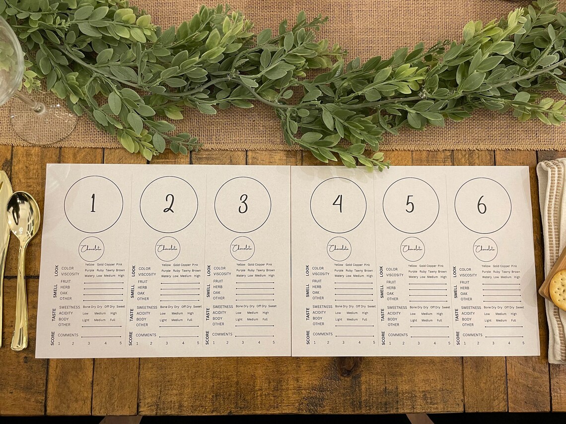 Wine Tasting Placemat. 6 Wines. Wine and Chocolate Pairing. Download ...