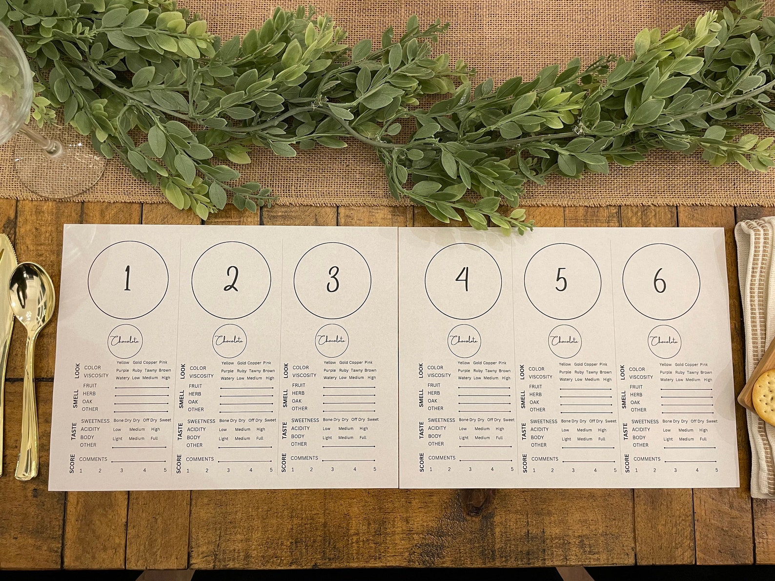 Wine Tasting Placemat. Blind Tasting. 6 Wines. Wine and Chocolate ...