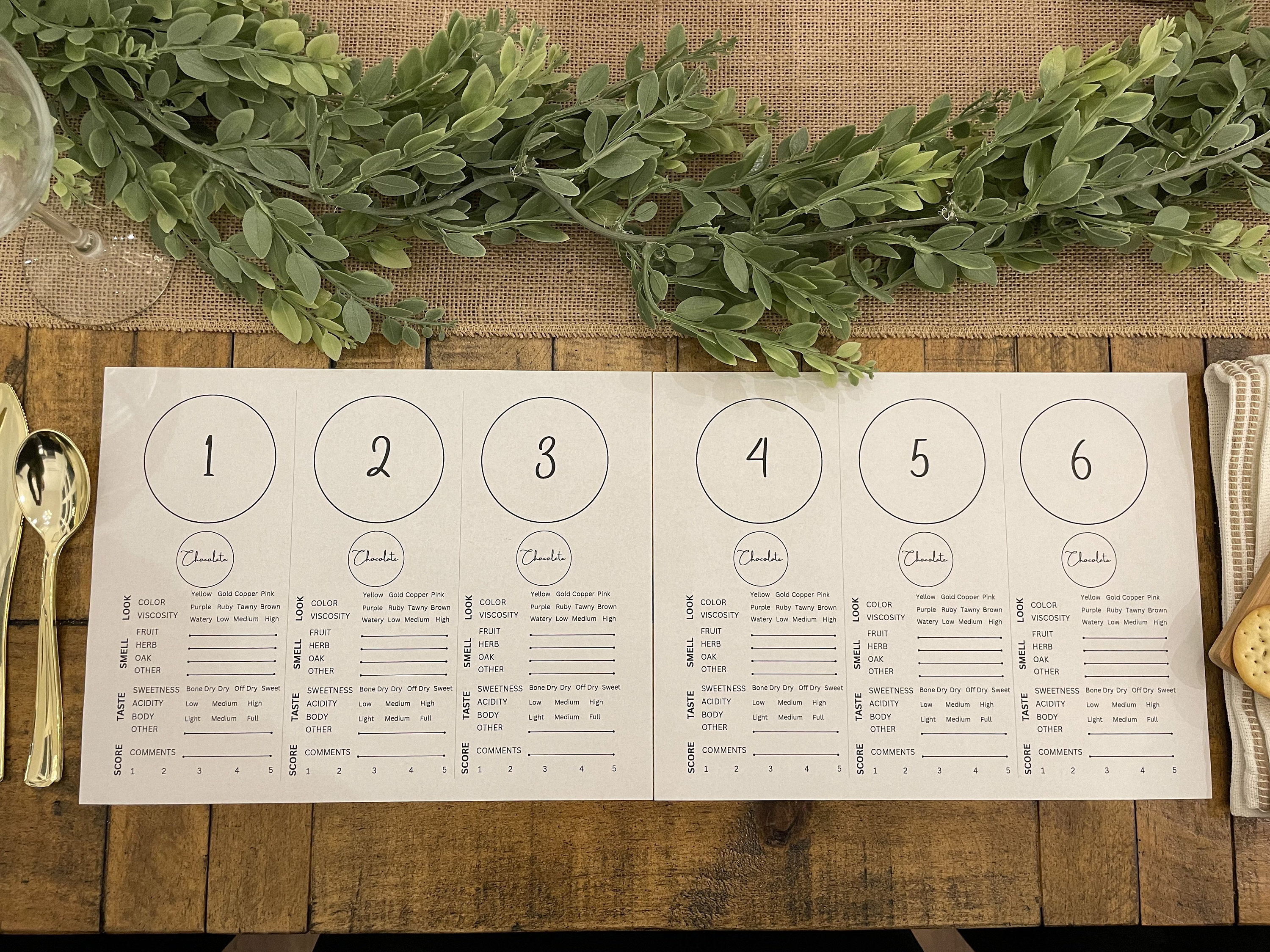 Wine Tasting Placemat. Blind Tasting. 6 Wines. Wine and Chocolate Pairing.download Printable ...