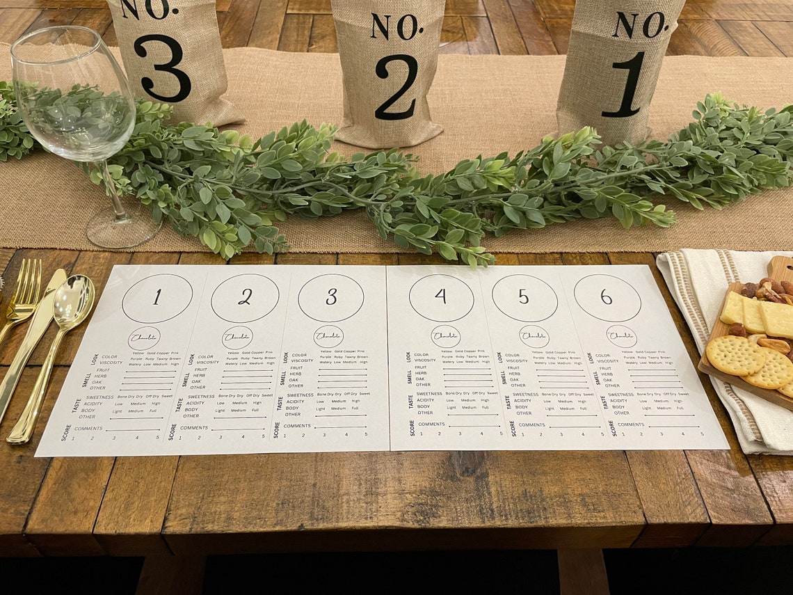 Wine Tasting Placemats Party Kit. Blind Tasting. 6 Wines. Wine and Chocolate Pairing. Instant ...