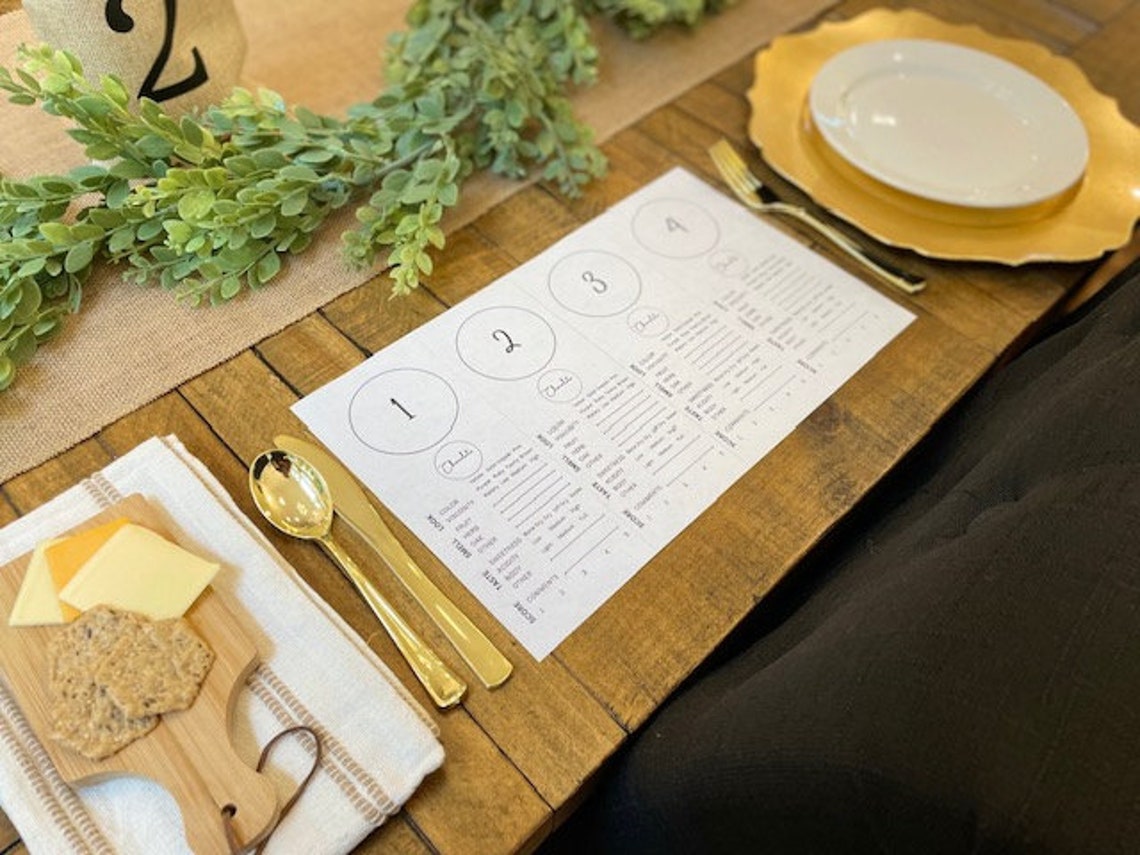 Wine Tasting Placemats Party Kit. Blind Tasting. 4 Wines. Wine and ...