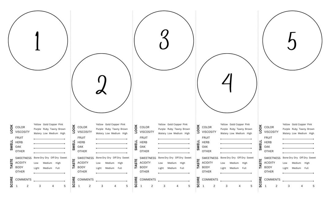 Wine Tasting Placemat. Blind Tasting. 10 Wines. Wine Pairing. Instant Download Printable. Score ...