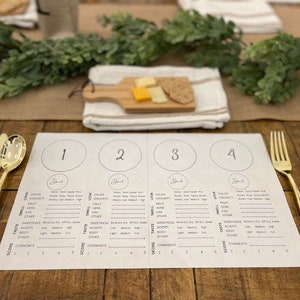 Wine Tasting Placemats Kit. Blind Tasting. 4 Wines. Wine and Donut ...