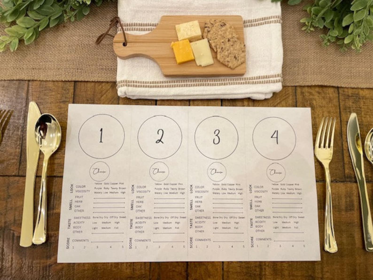 Wine Tasting Placemats Party. Blind Tasting. 4 Wines. Wine and Cheese ...