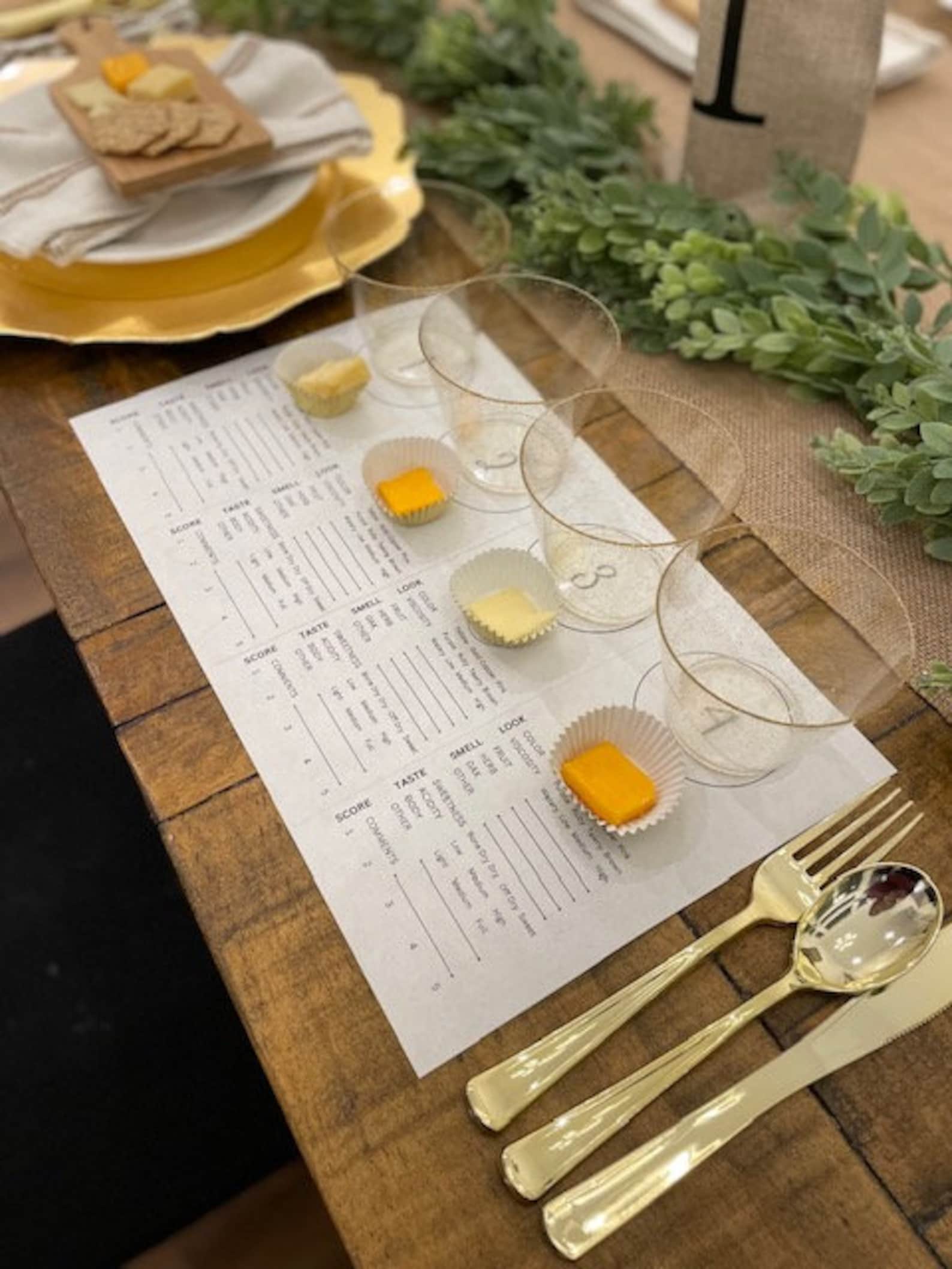 Wine Tasting Placemats Party. Blind Tasting. 4 Wines. Wine and Cheese ...