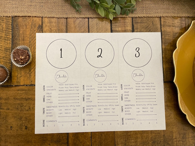 Wine Tasting Placemats Party Kit. Blind Tasting. 6 Wines. Wine and