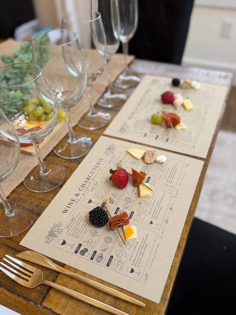 wine pairing guide table mats