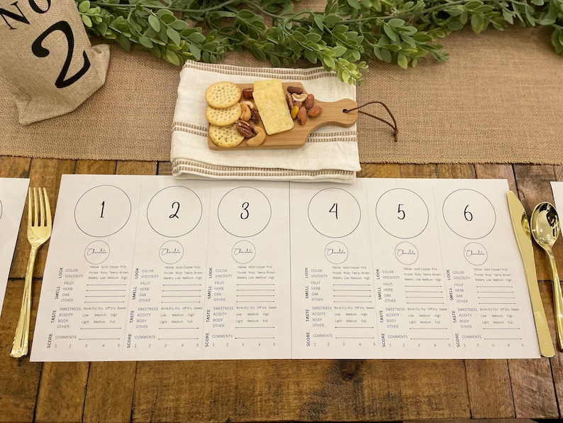 Wine Tasting Placemat. Blind Tasting. 6 Wines. Wine and Chocolate ...