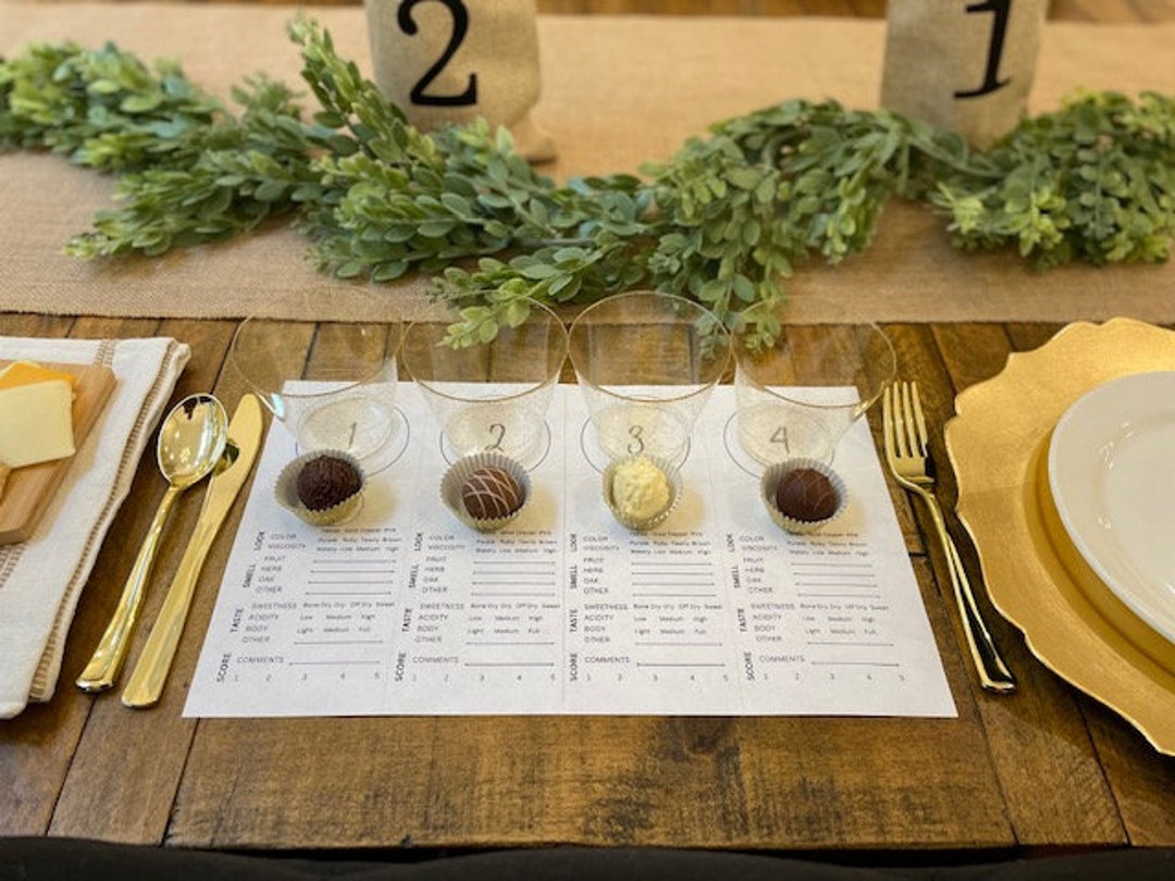 Wine Tasting Placemats Kit. Blind Tasting. 4 Wines. Wine and Chocolate ...