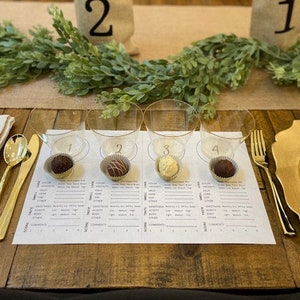 Kit de napperons de dégustation de vin. Dégustation à l'aveugle. 4 vins. Accords vins et chocolats. Téléchargement instantané imprimable. Carte de pointage. Printemps, Pâques